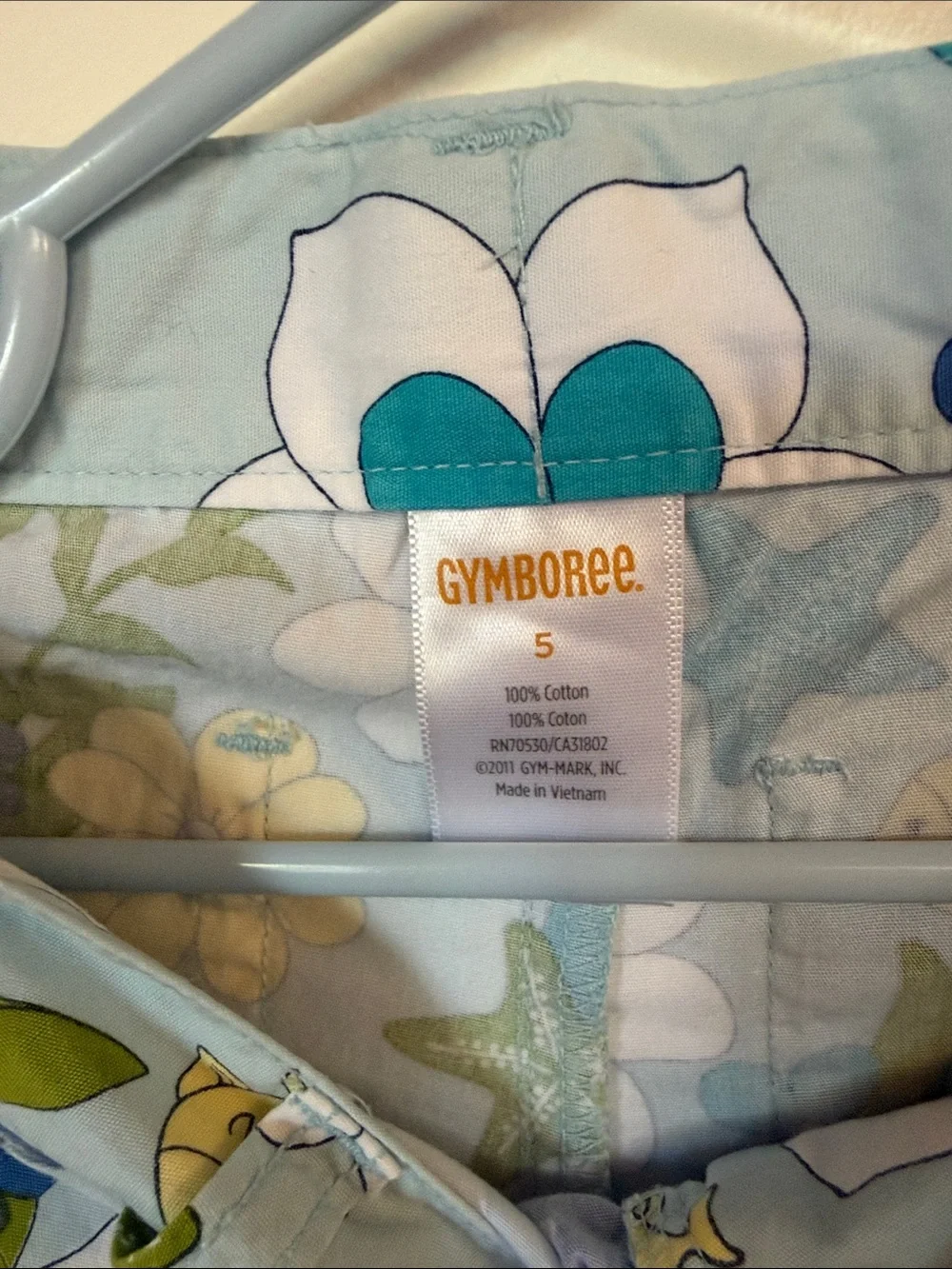 Gymboree Floral Cotton Shorts - Blue, Teal & White